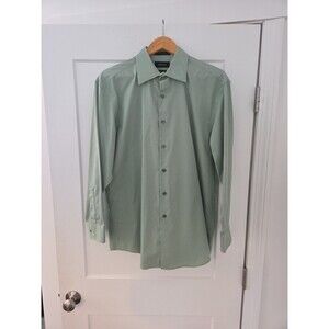#141 Claiborne Men's Wrinkle Free Modern Fit XL 17 32/33 100% Cotton green pins